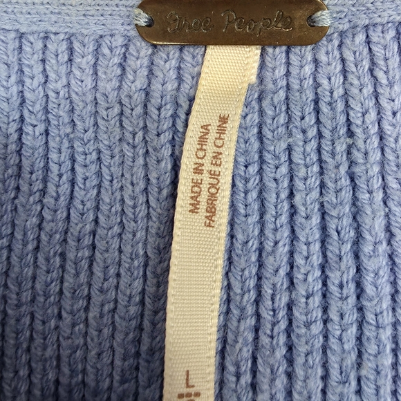 Free People Oversized Bohemian Easy Street Tunic Light Blue Crew Neck Sweater - Picture 2 of 11